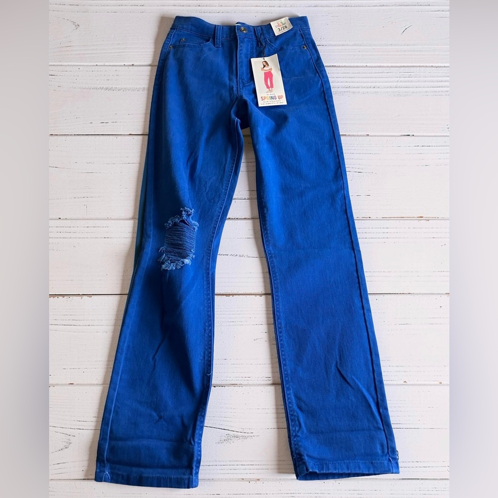 Juniors Slim Straight High Rise Jeans Blue Size 3/26 x 29L Celebrity Pink NWT